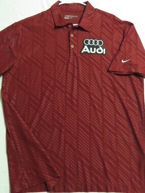 Sz L AUDI Maroon Nike Dri-Fit Men's db #807 Polo Shirt